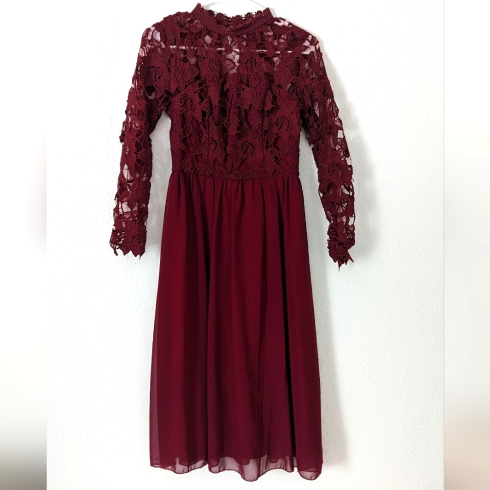 Formal Burgundy Lace Dress